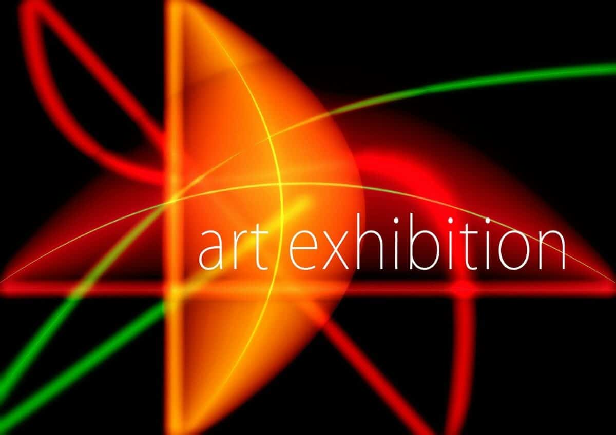 "art exhibition" with multicolored lines of light